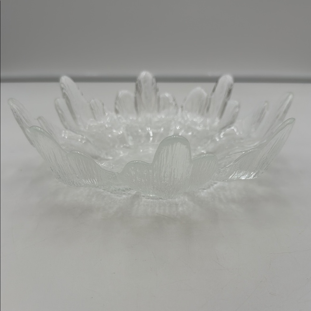 Vintage Pukeberg Sweden ice Art Textured Centerpiece Bowl Glasbruk